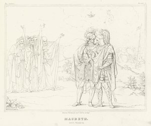 Macbeth, dějství I, scéna 3 (rytina) od Friedrich August Moritz Retzsch