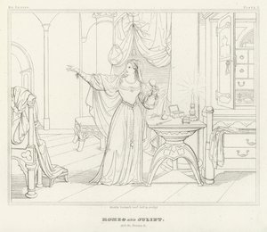 Romeo a Julie, dějství IV, scéna 3 (rytina) od Friedrich August Moritz Retzsch