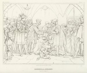 Romeo a Julie, dějství V, scéna 3 (rytina) od Friedrich August Moritz Retzsch