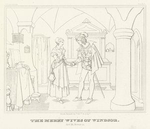 The Merry Wives of Windsor, Act III, Scéna 4 (rytina) od Friedrich August Moritz Retzsch