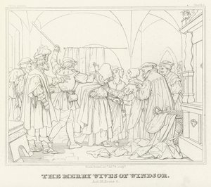 The Merry Wives of Windsor, Act IV, Scéna 2 (rytina) od Friedrich August Moritz Retzsch