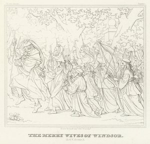 The Merry Wives of Windsor, Act V, Scéna 3 (rytina) od Friedrich August Moritz Retzsch