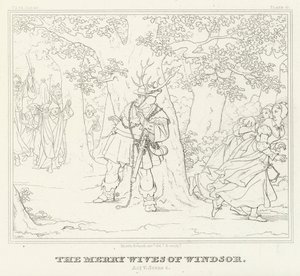The Merry Wives of Windsor, Act V, Scéna 4 (rytina) od Friedrich August Moritz Retzsch