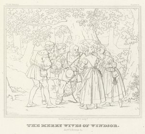 The Merry Wives of Windsor, Act V, Scéna 4 (rytina) od Friedrich August Moritz Retzsch