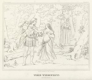 Bouře, dějství III, scéna 1 (rytina) od Friedrich August Moritz Retzsch