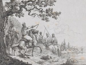 Kozáci jedoucí po břehu řeky, 1814. od Friedrich August de La Belle