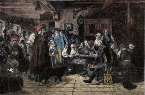 Silesian War: Recruiting for the Silesian Army - Silesia Wars (1740-1763): Recruiting the troops of Frederic II of Prussia, known as the Great (1712-1786) - 1882 - Woodcut by Hiddemann, Friedrich (1829-1892)   1404413   cs       czech Successfully Translat od Friedrich Hiddemann