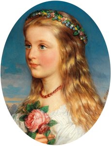 Friedrich Krepp Portrét dívky s věncem z květin a růží od Friedrich Krepp