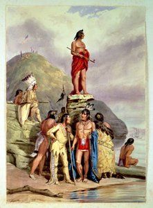 Skupina Indiánů na břehu řeky, 1854 od Friedrich Kurz
