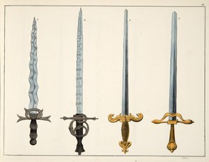 Meče, deska z „Historie vývoje a zvyků rytířství“, od Dr. Franze Kottenkampa, vydal Carl Hoffmann, 1842 od Friedrich Martin von Reibisch