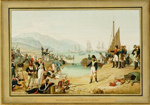 Napoleon I. přistává u Antibes ve Francii... (akvarel)