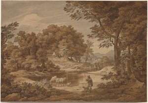 Italská krajina s pastýři od Friedrich Preller the Elder