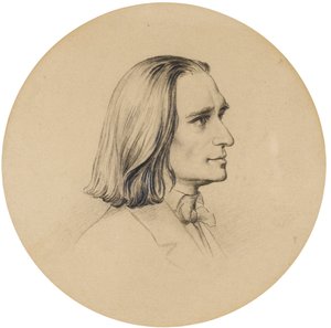 Portrétní kresba Franze Liszta od Friedrich Preller the Elder