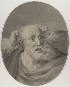 Starý muž s plnovousem, škrábající si vlasy. od Friedrich Rehberg