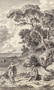 Odysseus a Kalypsó (rytina)