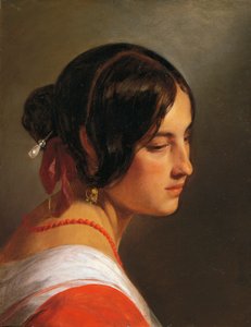 Hlava ženy od Friedricha von Amerlinga (1803-1887), olej na plátně, 47x37 cm