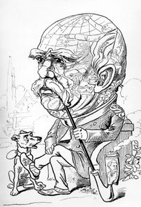 Karikatura Bismarka zveřejněná v časopise Nebelspalter 2. března 1889 (rytina) od Fritz Boscovitz