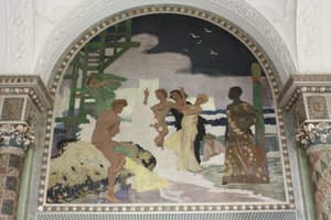 Nástěnná malba ve skořepinové hale Kurhaus Wiesbaden