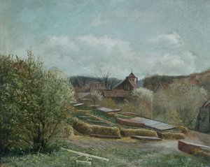 Krajina s nemocnicí v Oslu, kolem roku 1880 (malba)
