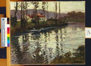 Říční krajina s kachnami od Frits Thaulow