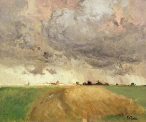 Bouře v Delftu (olej na plátně) od Fritz Thaulow