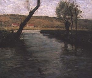 Potok přes louku (olej na plátně)