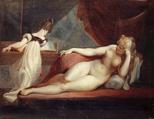 Odpočívající ženský akt a hráč na klavír, 1799-1800.