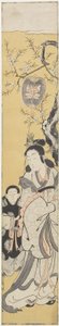 Xiwangmu (Queen Mather of the West) a Attendant, kolem roku 1764 (barevný dřevotisk) od Fusanobu Tomikawa