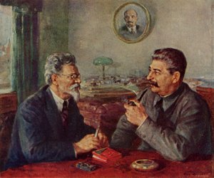 Josif Stalin (1879-1953) a Michail Ivanovič Kalinin (1875-1946) od Fyodor Alexandrovich Modorov