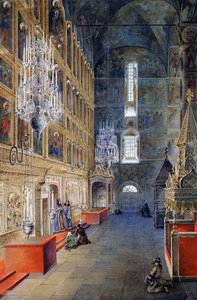 Interiér katedrály Nanebevzetí Panny Marie v moskevském Kremlu, 1819 od Fyodor Alexeyev