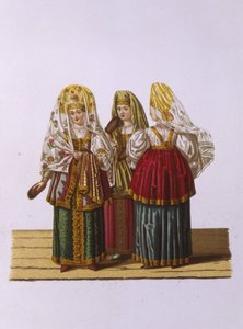 Kostýmy žen a dívek z Tveru Ze série Oděv ruského státu, 1851