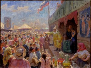 Jarmark - Jarmark - Obraz Fjodora Ivanoviče Rerberga (1865-1938), olej na plátně od Fyodor Ivanovich Rerberg