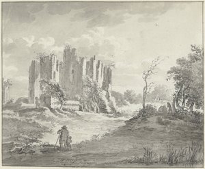 Krajina s ruinami a některými farmáři od G.F. Buijs (possibly)