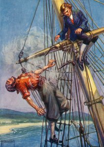 Ilustrace pro Ostrov pokladů od Roberta Louise Stevensona (barevné lito)