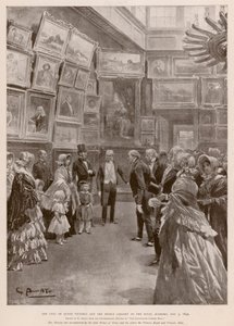 Návštěva královny Viktorie a Alberta, prince Consorta v Royal Academy, Londýn, 3. května 1849 (hlubotisk) od G.S. (after) Amato