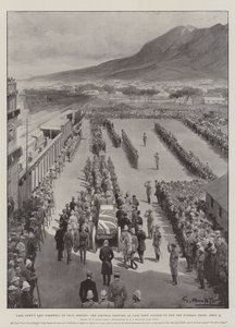 Poslední rozloučení Kapského Města s Cecilem Rhodesem, Cortege přijíždějící na nádraží v Kapském Městě, aby se připojil k Funeral Train, 3. dubna