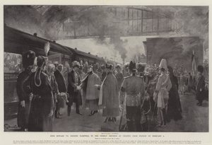Král Edward VII se loučí s německým císařem na nádraží Charing Cross dne 5. února