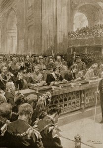 Bohoslužba díkůvzdání za záchranu prince z Walesu, která se konala v katedrále svatého Pavla, 27. února 1872, z „The Illustrated London News“, 1901 od G.S. Amato