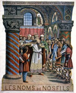 Karel Veliký a škola, kolem roku 1900 (ilustrace) od G. Dascher