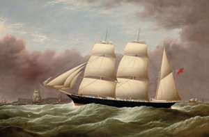 Barque Alfred Hawley u Skerries na cestě do Liverpoolu, 1860 od G. Dell