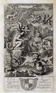 Scéna z pekla, ilustrace z Knihy 1 Část 3 Kapitola 10 „Principy filozofie“ od Anthonyho Le Granda, vyryl Johannes Kip (16523-1722) 1694