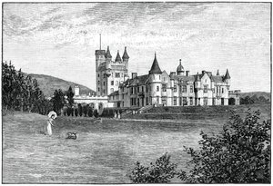 Hrad Balmoral ze severozápadu, Aberdeenshire, Skotsko, 1900.