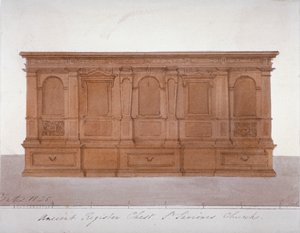 Starověká registrační truhla z katedrály Southwark, Londýn, 1825 od G Yates