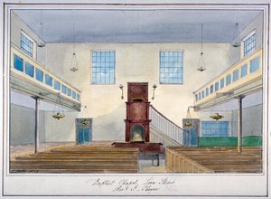 Vnitřní pohled na Lion Street Baptist Chapel, mimo New Kent Road, Southwark, Londýn, 1826 od G Yates