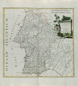 Extremadura of Portugal Alentejo nebo Algarve, rytina G. Zuliani převzatá z Toma I. z nejnovějšího atlasu vydaného v Benátkách v roce 1776 Antoniem Zattou, soukromá sbírka od G. Zuliani