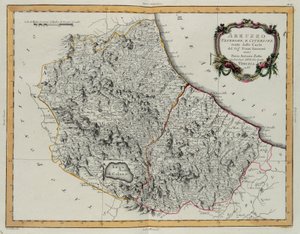 Farther and Hither Abruzzo, rytina G. Zuliani převzatá z Toma II z „Nejnovějšího atlasu“ vydaného v Benátkách v roce 1783 Antoniem Zattou, Soukromá sbírka od G. Zuliani