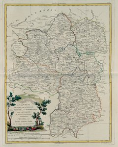 Governances of Berri, Nivernois, Marche, Bourbon a Auvergne, rytina G. Zuliani převzatá z Toma I. z Nejnovějšího atlasu vydaného v Benátkách v roce 1776 Antoniem Zattou, Soukromá sbírka od G. Zuliani