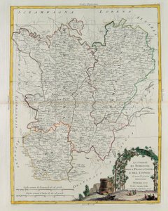 Governance of Bourgogne, Franca Contea a Lyons, rytina G. Zuliani převzatá z Toma I. z Nejnovějšího atlasu vydaného v Benátkách v roce 1777 Antoniem Zattou, Soukromá sbírka od G. Zuliani