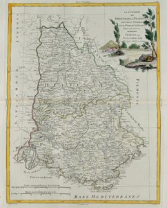 Governances of Dauphin, Provence, County Venaissin a Principate of Orange, rytina G. Zuliani převzatá z Toma I. z Nejnovějšího atlasu vydaného v Benátkách v roce 1777 Antoniem Zattou, priv. od G. Zuliani