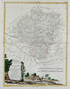 Governances of Limosin, Quercy and Perigord, rytina G. Zuliani převzatá z Toma I. z Nejnovějšího atlasu vydaného v Benátkách v roce 1776 Antoniem Zattou, Soukromá sbírka od G. Zuliani